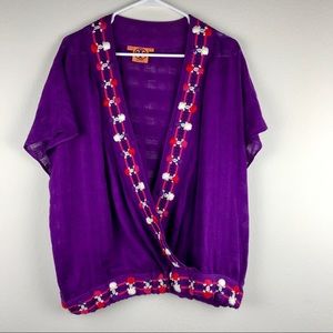 Tory Burch Purple Pom Pom Wrap Blouse 12